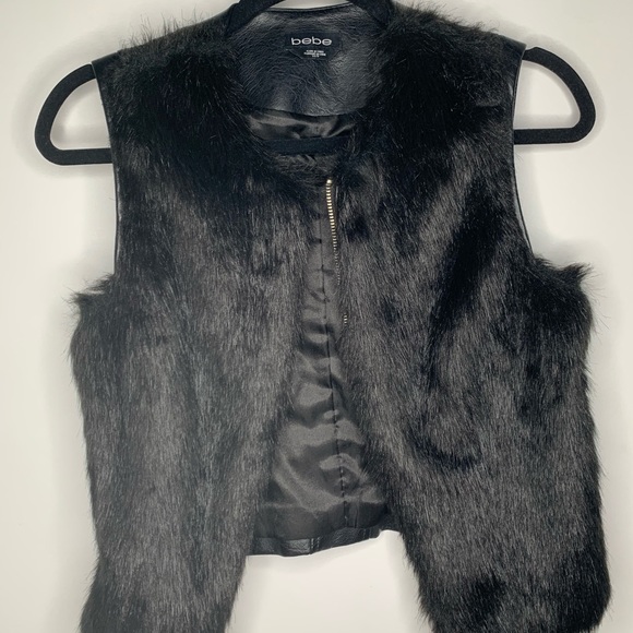 BEBE black faux fur vest - Picture 3 of 3
